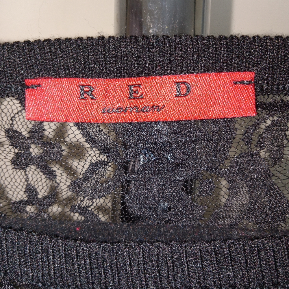 Red Black Short Sleeve Lightweight Sweater XL/1X - Picture 5 of 8